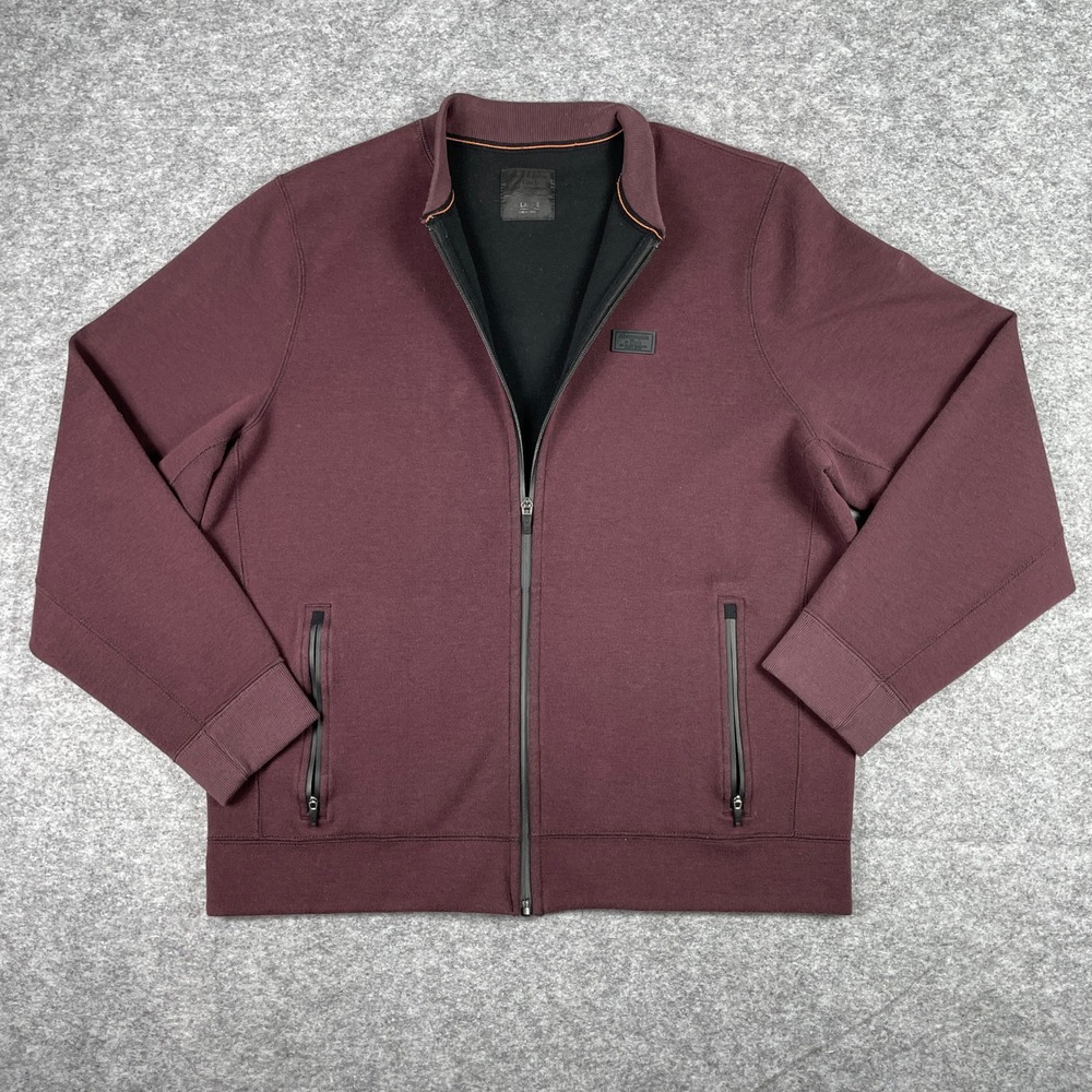Abercrombie & Fitch Jacket Mens XL Burgundy Full Zip Mock Neck Pockets Preppy